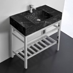 Modern Console Sink Vanity, Black Marble Style Sink, 32 inch